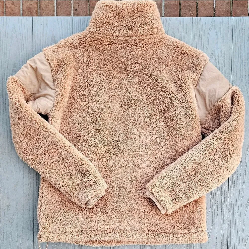 Victoria's Secret PINK COZY HALF ZIP TEDDY PULLOVER SHERPA TAN NEW MSRP $69.95
